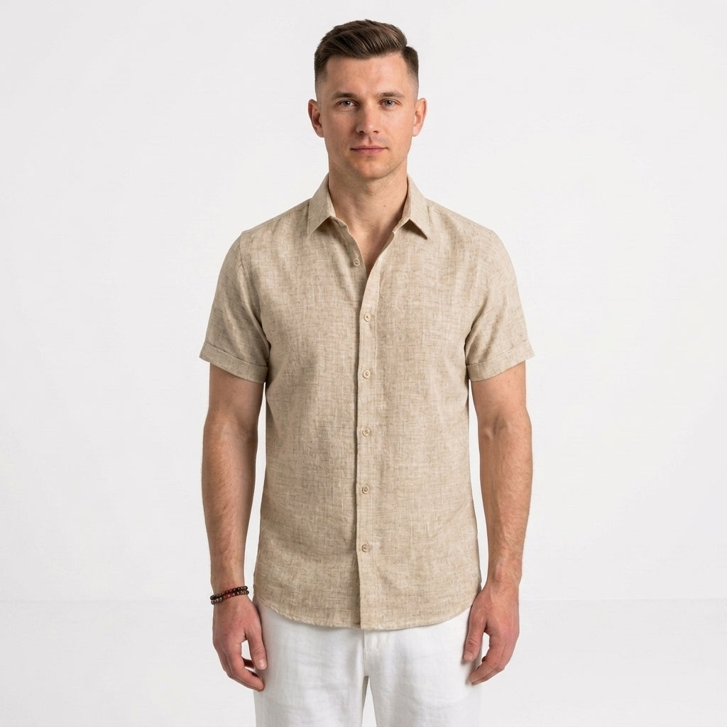 Lniana Koszula Z Otwartym Kołnierzem
