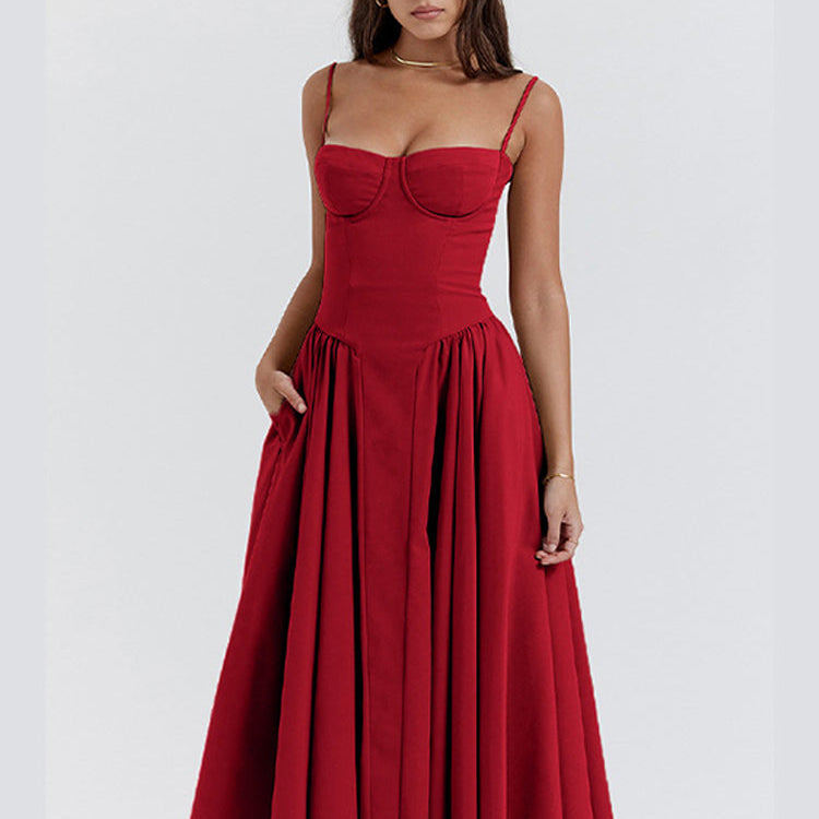 Elegancka Sukienka Midi Z Gorsetowym Gorsetem Dla Kobiet